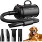 Dog Dryer, 5.2HP/3800W High Velocity Dog Hair Dryer with 4 Nozzles, Stepless Adjustable Speed & Temperature Control, Low Noise Professional Dog Grooming Dryer (Black)