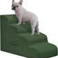 Dog Steps for Small Dogs, 4-Step Pet Ramp Stairs for High Beds and Sofa, Non-Slip Pet Stairs for Small Dogs and Cats, Removable and Easy to Clean Cover, Green