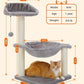 Cat Tree 28", Cat Scratching Post with 15.7" Large Cat Hammock Bed for Indoor Small Cats, Grey