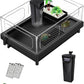 Small Turtle Tank, Aquarium, Acrylic Terrarium with Basking Platform, Bottom Drainage, Multi-Function Areas for Turtles, Crabs, Crayfish, Reptiles.(Black+Filter)