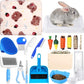 19 Pcs Rabbit Starter Kit Small Bunny Litter Box Animal Grooming Kit Water Bottle Bunny Toys Hay Feeder Bowl Blankets with Cleaning Set for Guinea Pig Rabbit Accessories (White)