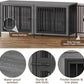 EasyCom 78 Inch Dog Cage Furniture for 2 Pets with Divider, XXL Wooden Double Dog Crate Furniture TV Stand for Mideum and Large Breed, Durable and Sturdy