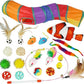 21-Piece Cat Toys Set, Interactive Tunnel, Balls, Mice, Feather Wands, Catnip Toys(Rainbow Cat Tunnel)