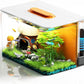 Small Fish Tank Aquarium Kit with Heater, Self Cleaning Hidden Filtration, Light, Lid, Adjustable Water Flow Pump, 2.5 Gallon, Acrylic