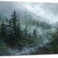 Large Forest Wall Art Nature Misty Mountain Canvas Living Room Tree Landscape Pictures Framed Prints Oversize Wall Decor Painting Artwork for Bedroom Dining Home 60"x30"