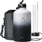 BUZIO 1 Gallon Water Bottle, 128oz Insulated Water Jug Double Walled Vacuum Stainless Steel Travel Flask (Cold for 48 Hrs), Leak Proof BPA-Free Large Canteen with Straw Lid, Black White