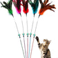 Cat Wand Toy Feather Sticks - 5 Piece Interactive Wands Toy Set with Feathers, Durable Spring Design - Perfect for Engaging Playtime Fun for Kittens and Cats - Cat Toys for Indoor Cats