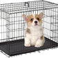 FDW Dog Crate for Medium Dogs 30 Inch Folding Metal WirePet Cage Double Door W/Divider Panel Indoor Outdoor Kennel Leak-Proof Plastic Tray,Black