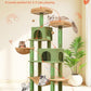 Taoqimiao Cat Tree, 66.2-Inch Cat Tower for Indoor Cats, Plush Multi-Level Cat Condo with 7 Scratching Posts, 2 Perches, 2 Caves, Hammock, 2 Pompoms, MS013T Cactus