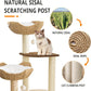 Big Modern Design Cat Tree Tower with White Cloud Mat, Unique Cat Supplies Tower with Scratching Post, Cute Wood Cat Tree Cat Furniture Activity Centre for Indoor Big Cats