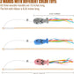 Natural Wood Cat Wand Toy with Ribbon Fish Teaser - 3pcs, 16 Inch, Indoor Cat Exerciser & Playing Kitten Toy, Bonus 5pcs Catnip Sticks for Teeth Cleaning