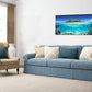 Tropical Island Coral Reef Landscape Canvas Wall Art for Living Room,Unique View Split Waterline Scenery,Beautiful Nature Summer Travel Scenic Picture Print Artwork Painting Decor,Inner Frame 24x48
