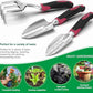 ESOW Garden Tool Set with Non-Slip Rubber Handle, 3 Piece Cast-Aluminum Heavy Duty Gardening Kit Includes Hand Trowel, Transplant Trowel and Cultivator Hand Rake, Red