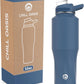 Chill Oasis Water Bottle | Compatible With Popular Flavor Cartridges | BPA Free, Leak Proof, Double-Walled Vacuum Insulated Stainless Steel, and Dishwasher Safe | Cold for 24 Hours (Navy, 32oz)