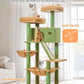 Taoqimiao Cactus Cat Tree, 57.5-Inch Cat Tower for Indoor Cats Large Adult, Extra Large Cat Condo, 8 Sisal Scratching Posts, Metal Frame Cozy Hammock, Durable Scratch Board, 2 Top Perches, MSC026