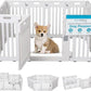 BIRDROCK HOME Pet Playpen with Door | 12 Panel | Strong Plastic | Puppy Safety Fence Pen Playpen | Non-Slip and Secure Dog Gate | White