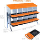 Chicken Nesting Boxes, 10 Hole Metal Chicken Laying Box with with Removable Trays and Roll Out Egg Collection for Chicken Coop, with Metal Bracket, Orange