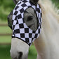 Harrison Howard Super Comfort Stretchy Fly Mask Large Eye Space with UV Protection Soft on Skin with Breathability Checker Board XL
