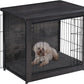 DWANTON Dog Crate Furniture with Cushion, Wooden Kennel Table with Double Doors, Indoor Dog House, Small/Medium/Large/Extra Large Size, 27.2" L, Dark Gray
