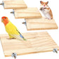 BILLIOTEAM 4-Size Bird Platforms with Wood Perches and Stand Boards - Habitat Cage Corner Shelves with Stainless Steel Washers - Ideal for Parrots, Cockatiels & Small Pets like Hamsters, Gerbils & Chi