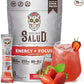 Salud 2-in-1 Energy Drink Powder + Focus, Strawberry Margarita, Organic Caffeine, B6 + B12, Theanine, Clean Energy Drink Packets, Agua Fresca Mix, Non-GMO, Gluten Free, Vegan, 1g of Sugar, (15 Servings)