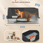 Stainless Steel Litter Box with Lid, 23.5" L x 15.8" W x 10.5" H, Large Metal Cat Box for Big Cats, High Sided Kitty Litter Box with Scoop & Pee Pads, Non-Sticky, Anti-Leakage, Easy to Clean (Black)