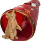 NFL San Francisco 49ers Cat Tunnel Tube Toy with Plush Football Catnip and Feathers Collapsible Tunnel for Cats to Play, Peek and Hide, Sporty & Fun Cat Tunnel Toy with Team Logo All-Over Design!