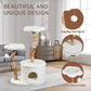 NATURAL EXPRESSIONS Modern Cat Tree and Tower for Indoor, Luxury Solid Wood Condo for Large Cats, Flower Cat Tree with Scratching Post, Cat Climbing Furniture with Cat Hiding Enclosure