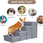 Dog Stairs with Storage, 4-Step Folding Pet Steps for Small Dogs and Cats, Pet Steps Storage with Zip, Pet Stairs for High Bed, Couch and Car Ramp (Gray, 4 Steps no Condo)