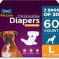 Inspire Pet Care Dog Diapers Female Dogs | Bulk Value Doggie Incontinence, Accidents, for Heat, Pee or Period and Housebreaking (Large (60 Count))