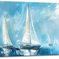 Large Blue and White Sailboat Wall Art Nautical Sails Canvas Living Room Ocean Pictures Framed Prints Oversize Wall Decor Painting Artwork for Bedroom Dining Office Home 60"x30"