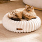MEWOOFUN Cat Bed, Washable Beds for Indoor Cats, Cute Donut Bed Fluffy Pet Bed with Non-Slip Bottom, Calming Round Bed for Puppy and Kitten (Cream)