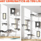 NUNU LAB Wall Mounted Cat Furniture, 5 Pcs Cat Wall Shelves with House, Bridge, Steps, Scratching Post, Shelves, Indoor Safe & Stable Furniture for Kittens Play, Gray