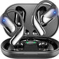 Open Ear Clip Wireless Earbuds Bone Conduction Headphones, Bluetooth 5.4, Open Ear Design, Built-in Mic, IPX7 Waterproof, LED Display Charging Case,Ear Hooks Ear Buds,Design for Running Fitness