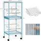PawHut Large Bird Cage with 1.7 ft. Width for Wingspan, Bird Aviary Indoor with Multi-Door Design, Fit for a Canary, Finch, Conure, 55", Light Blue