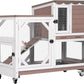 GUTINNEEN Rabbit Hutch Indoor Rabbit Cage with Wheels Outdoor Bunny House 2 Story Guinea Pig Cage with Leakproof Tarp Roof
