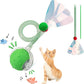 Interactive Cat Toys Ball for Indoor Cats, Automatic Agile Rolling Cat Ball with Elastic Mesh Tail, Bird Chirping & Motion Activated, 2 Tail Accessories, Kitten Toy for Bored (Green)