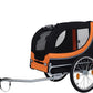 Blue-Grey Large Folding Bike Trailer for Dogs – Heavy-Duty Steel Frame, 66LB Capacity Pet Carrier for All-Terrain Cycling, Jogging & Camping Adventures!