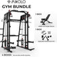 Mikolo Smith Machine, 2200lbs Squat Rack with LAT-Pull Down System & Cable Crossover Machine, Training Equipment with Leg Hold-Down Attachment