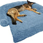 GGIB Calming Dog Bed Fluffy Plush Dog Mat for Furniture Protector with Removable Washable Cover for Large Medium Small Dogs and Cats (Large, Navy)