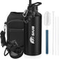 Insulated Water Bottle 87 oz, Triple Wall Vacuum Stainless Steel(Cold for 48 Hrs),Leak Proof & BPA-Free,Half Gallon Water Bottle with Reflective Paracord & Flip Straw for Sports & Travel, Black