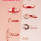 9PCS Horse Grooming Kit Curry Comb Sweat Scraper Horse Bathing Supplies Grooming Tools with Storage Bag Pink Garnet