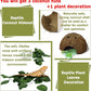 Hamiledyi Reptile Hideouts Natural Coconut Shells Hut Hermit Crab Climbing Toys Gecko Hide Cave Lizard Habitat Decor Plant Leaves Decoration for Spider Snake Chameleon (4Pcs)