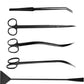 Aquascaping Tools 7 in 1 Kit Aquarium Plant Scissors Tools Set Curved & Waved Scissor Tweezers Spatula Stainless Steel Anti Rust Tools for Aquascape Black