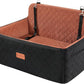Dog Car Seat for Medium/Large Dogs, Pet Booster Seat for Under 55 lbs or 2 Small Dogs, Detachable & Washable Dog Car Bed for Backseat with 2 Safety Leashes(Black/Brown)
