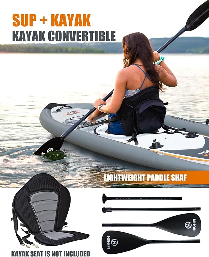 Highpi Inflatable Stand Up Paddle Board for Youth and Adults – Wide Sup with Premium Accessories, Blow Up Paddleboard for Surfing, Fishing, Yoga & More
