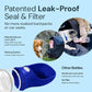 MalsiPree Dog Water Bottle Portable - 19 Oz, Navy Blue - Leak-Proof One-Hand Hydration Valve with Built-in Bowl - Travel Dog Water Bowl & Pet Bottle Dispenser