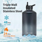 One Gallon Water Bottle Insulated with DIY Stickers, Triple Wall Vacuum Cold for 48 Hrs Leak-proof Non-BPA, 128oz Large Sports Stainless Steel Water Jug with Paracord Handle Straw Spout Lids