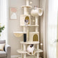 Globlazer Artistic Curved Cat Tower for Small Cats (Under 12 lbs), 81-inch Slim Design Cat Tree with Space-Saving Design, Indoor Cat Condo with Hammock & Tunnel, C81, Beige, Non-Large Cats