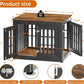 32" Heavy Duty Dog Crate Furniture for Small,Medium and Large Dogs,Rustic Wooden Dog Cage Kennel Indoor Furniture with Waterproof Top,Decorative Pet House Side End Table (Black & Wood)